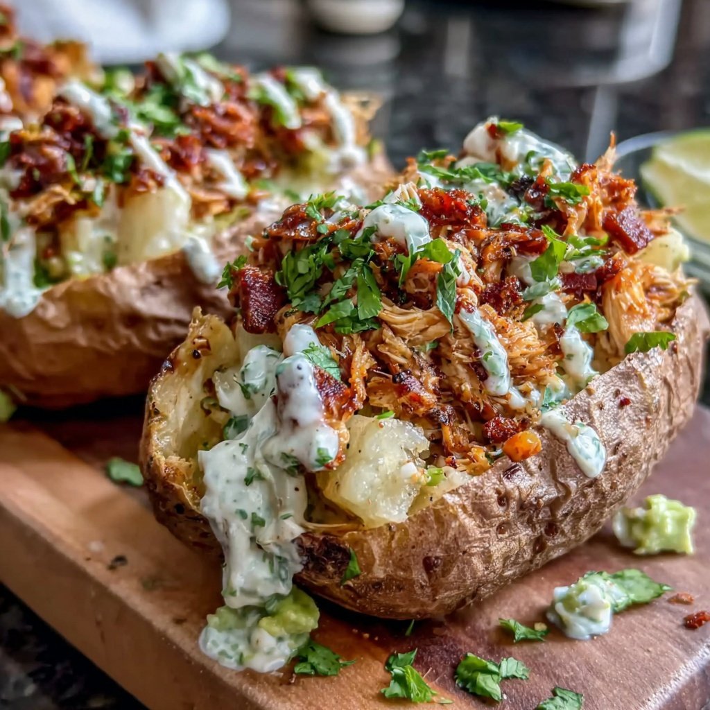 Shredded Chicken Stuffed Sweet Potatoes