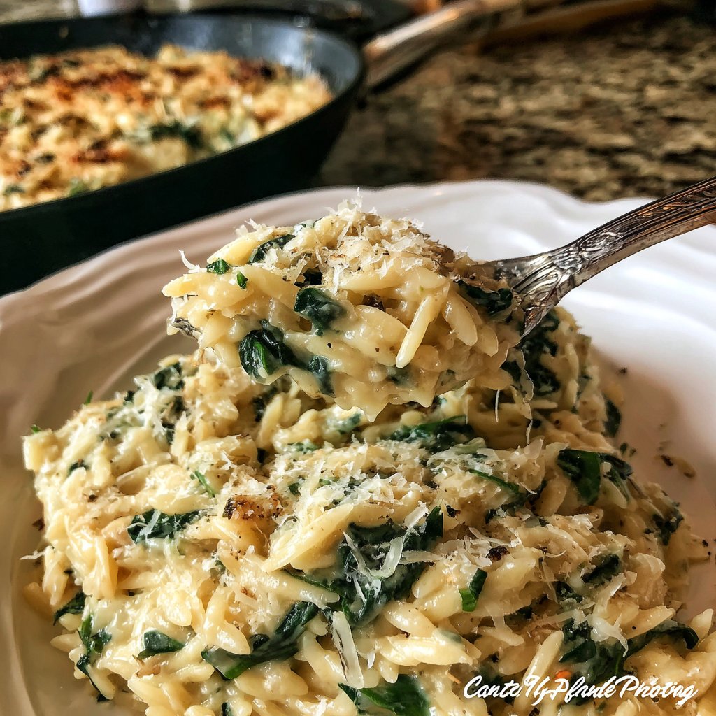 Creamy Spinach Parmesan Orzo