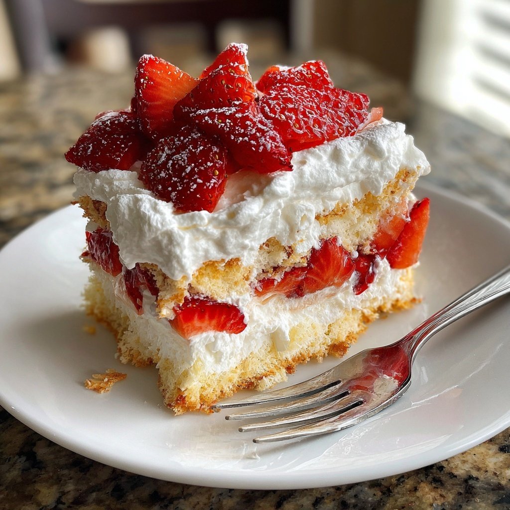 Light And Fluffy Strawberry Angel Food Dessert