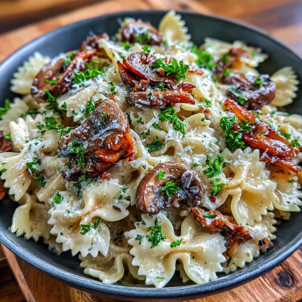 Bow Tie Pasta With Mushroom Cream Sauce