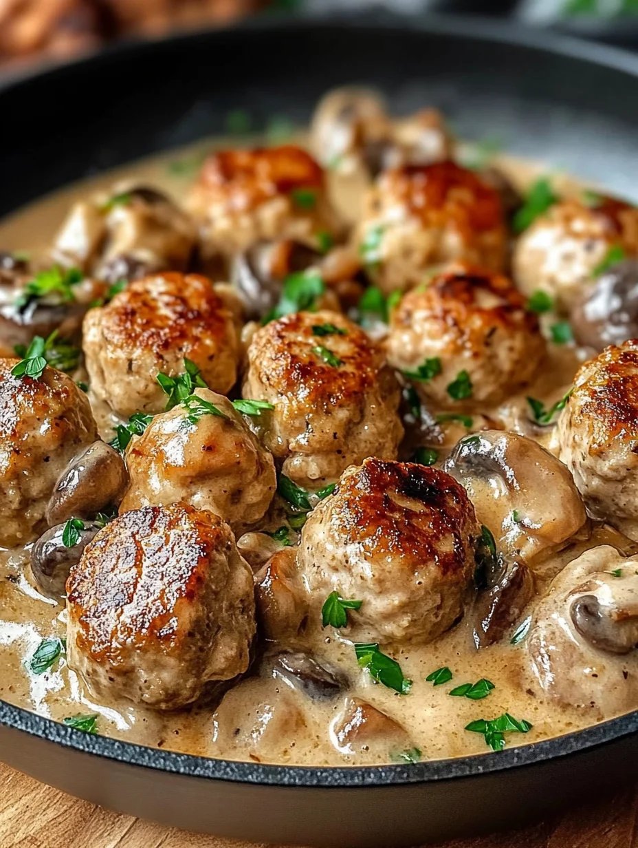 Creamy Mushroom Chicken Meatballs