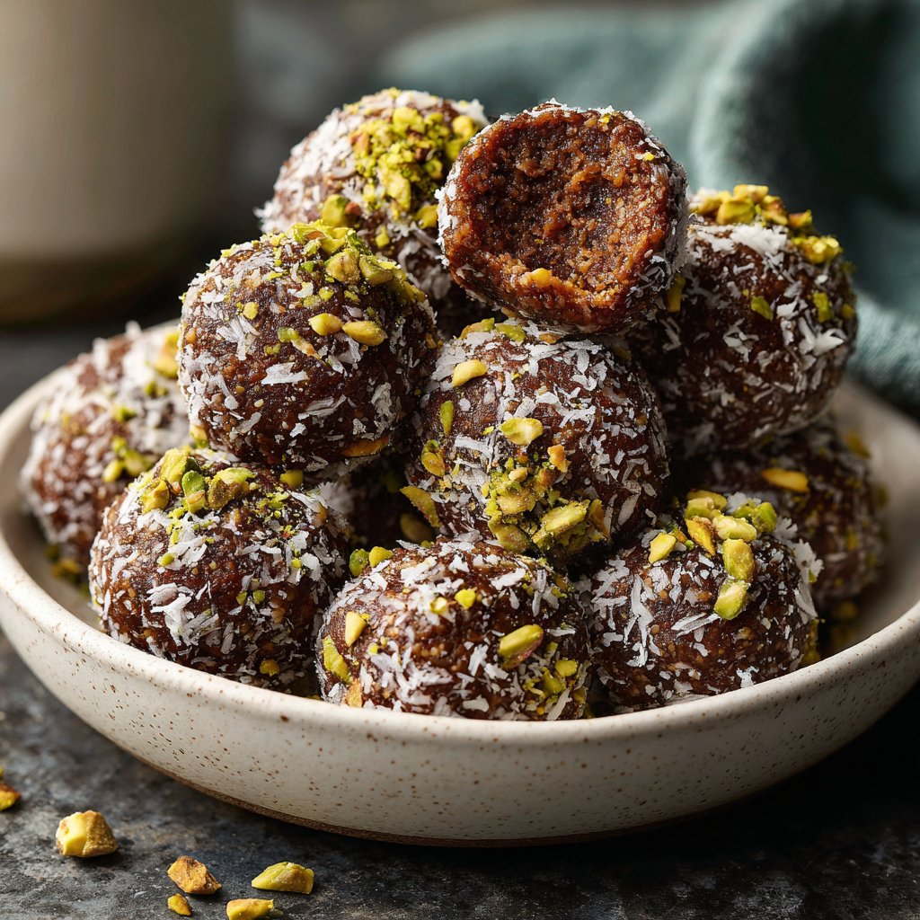 Chocolate Pistachio Coconut Bites